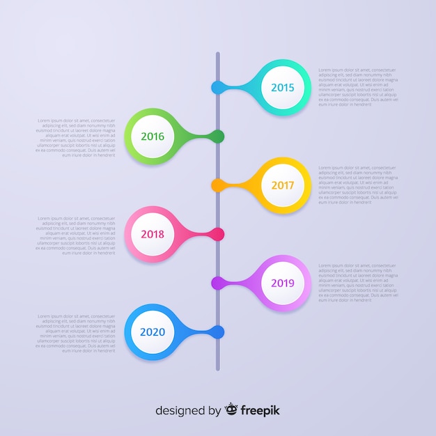 Красочные Инфографика Хронология плоский дизайн