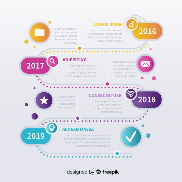 Colorful infographics timeline flat design