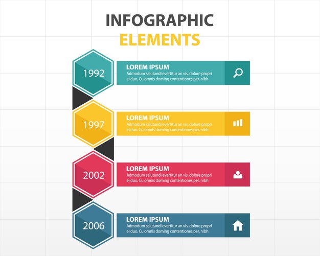 Colorful infographics with hexagonal shapes