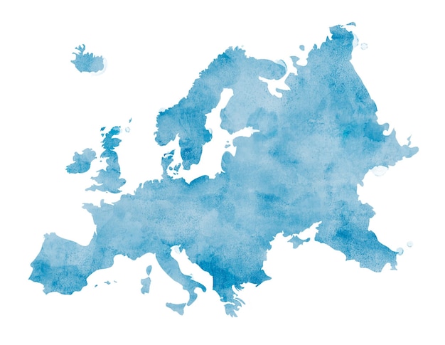 수채화에 다채로운 고립 된 유럽
