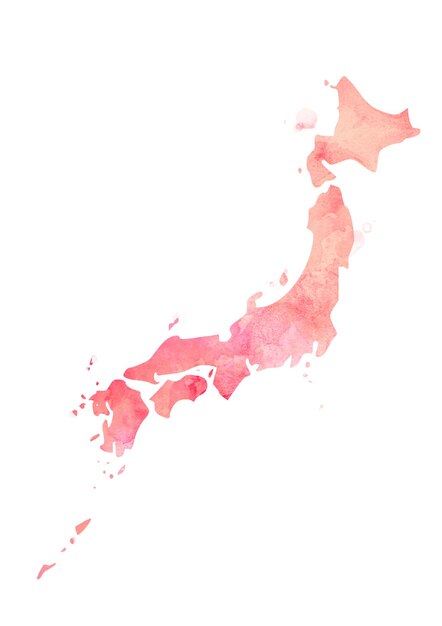 Colorful Isolated Japan in Watercolor