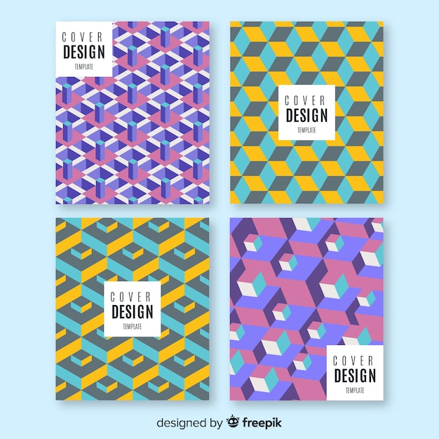 Colorful isometric brochure collection