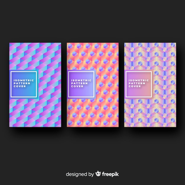 Free vector colorful isometric brochure collection