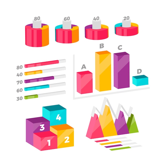 Colorful isometric infographic collection