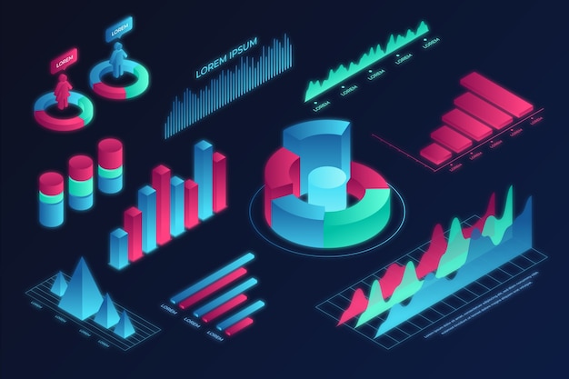 Colorful isometric infographic pack