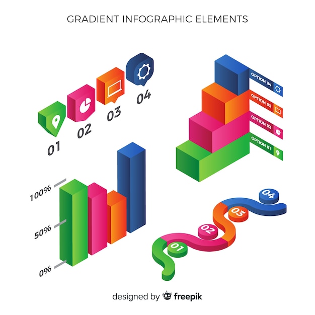 Colorful isometric infographics elements