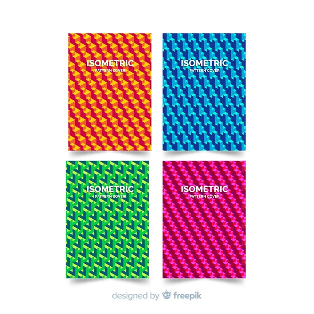 Free vector colorful isometric pattern brochure set