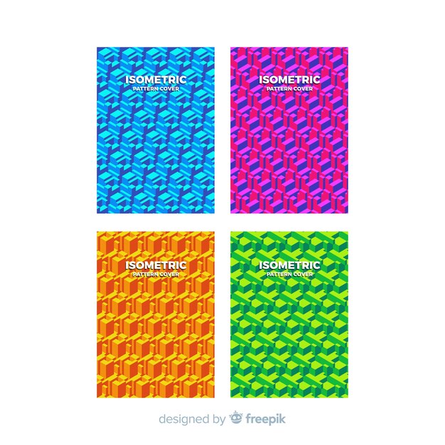 Colorful isometric pattern brochure set