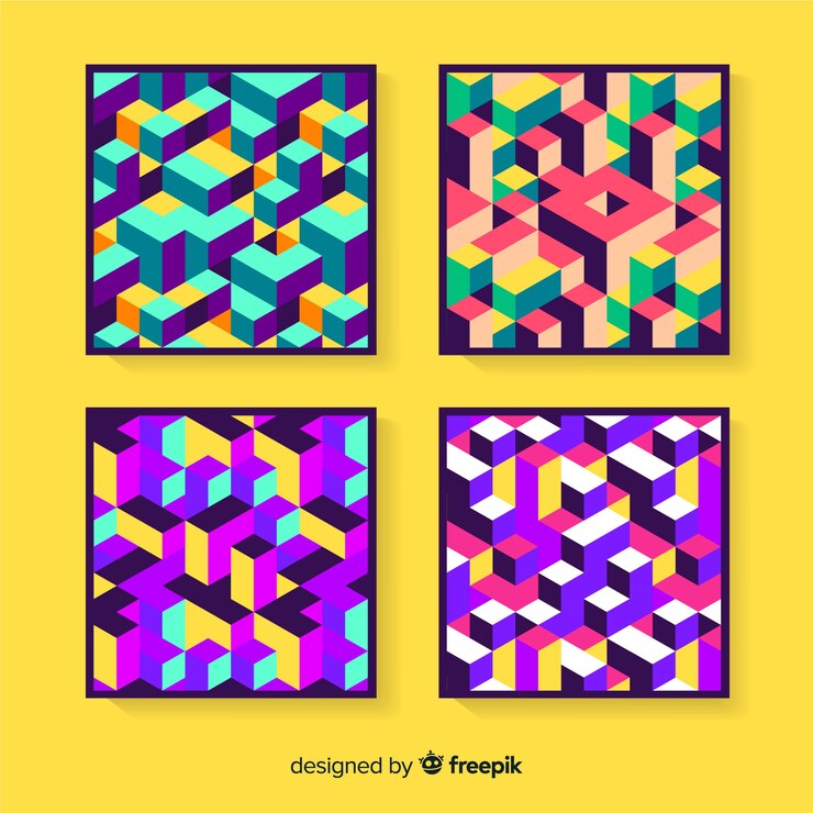 Free Vector colorful isometric pattern cover pack