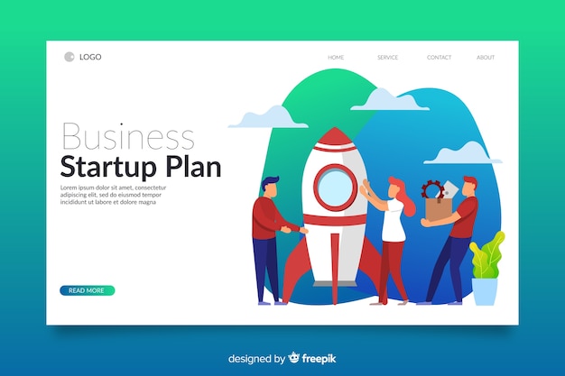 Colorful isometric startup landing page template