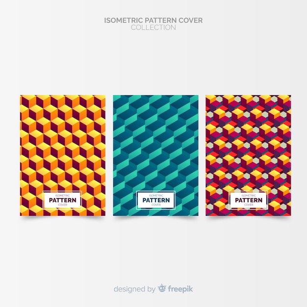 Free vector colorful isometric style cover collection