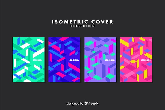 Free vector colorful isometric style cover collection