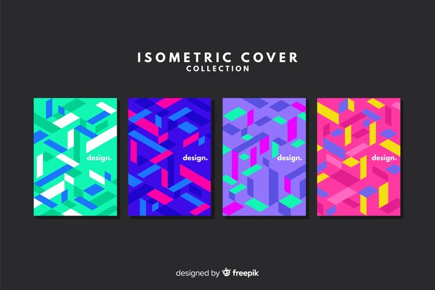 Colorful isometric style cover collection