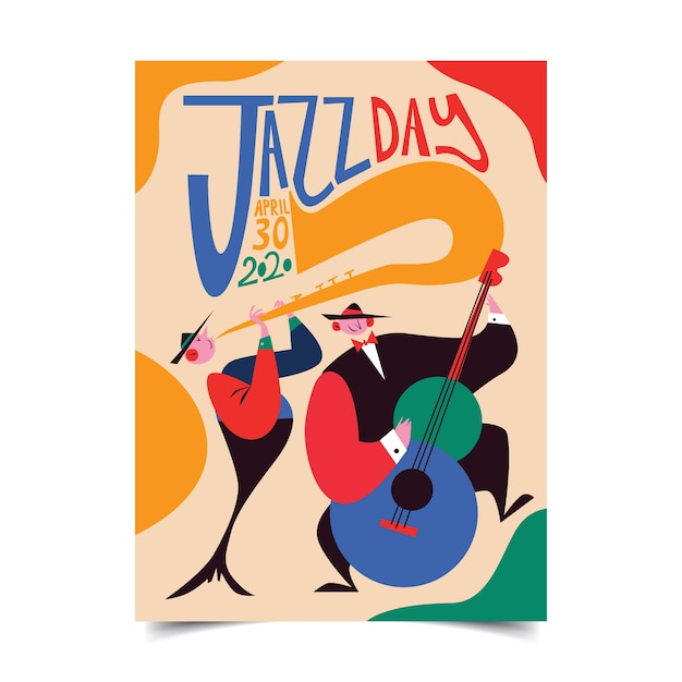 Vettore gratuito poster colorato jazz day