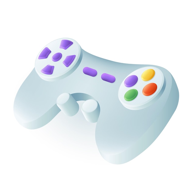 Vettore gratuito joypad colorato o icona del gamepad in stile 3d. joystick realistico, controller di gioco o illustrazione vettoriale piatta della console. tecnologia, intrattenimento, videogiochi, concetto di gadget