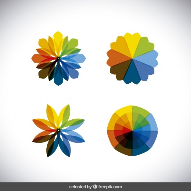 Free vector colorful kaleidoscope shapes collection