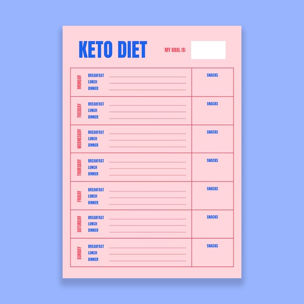 Colorful keto meal planner template