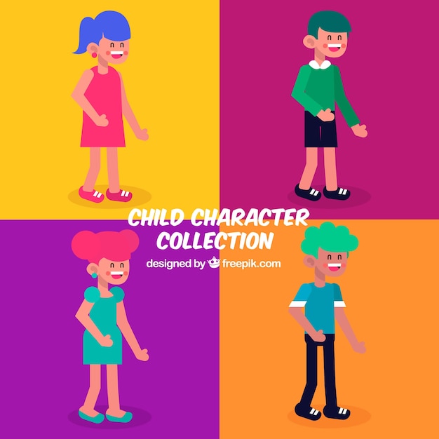 Vettore gratuito collezione di personaggi dei bambini colorati