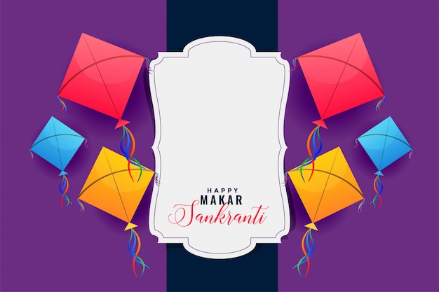 Free vector colorful kites frame for makar sankranti festival