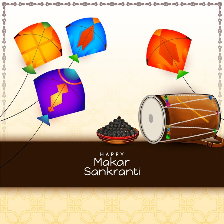 मुफ़्त वेक्टर colorful kites happy makar sankranti indian festival card