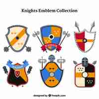 Vettore gratuito modelli di emblemi colorati cavalieri