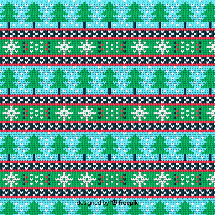 Free Vector colorful knitted christmas pattern collection