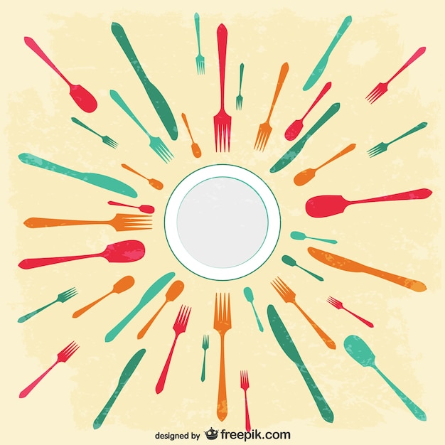 Free vector colorful knives, forks and spoons