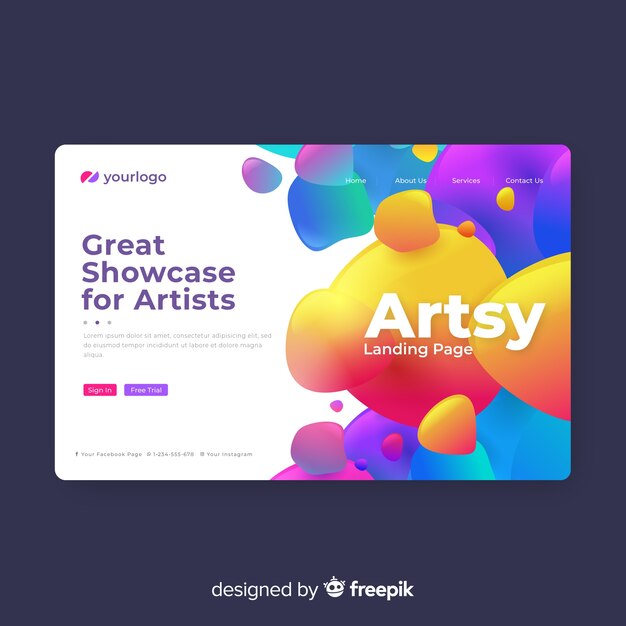 Colorful landing page template