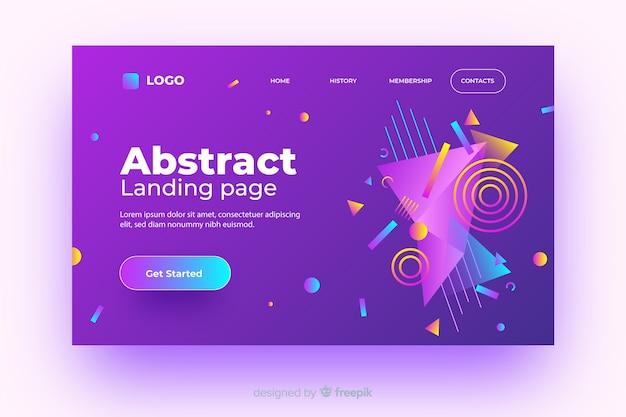 Free vector colorful landing page with geometric models