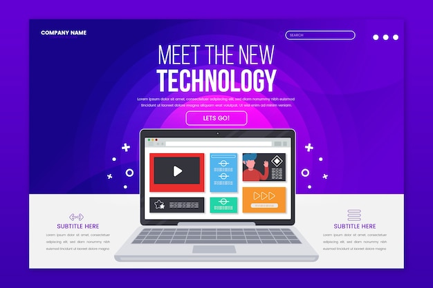 Free vector colorful landing page with laptop