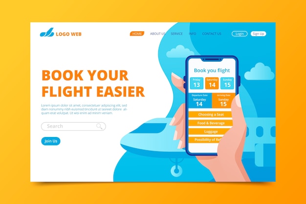 Colorful landing page with laptop