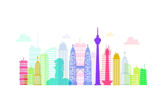 Free Vector colorful landmarks skyline