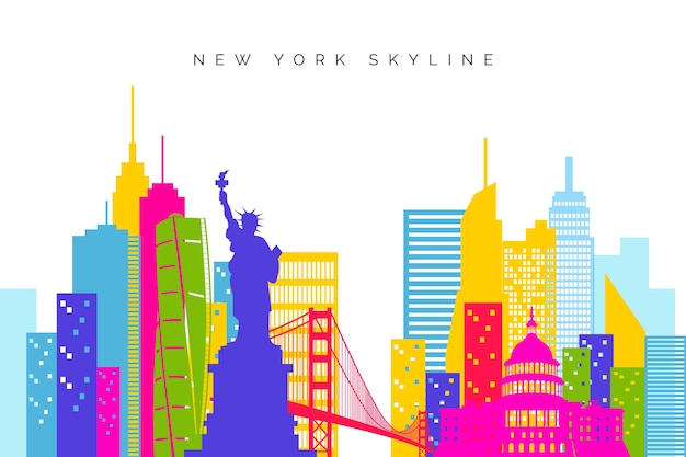Free Vector colorful landmarks skyline