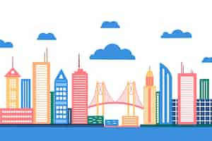 Free vector colorful landmarks skyline