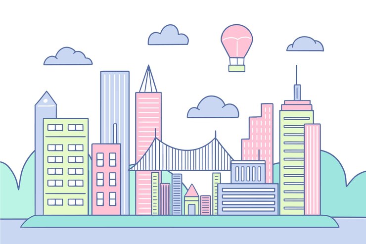 Free Vector colorful landmarks skyline