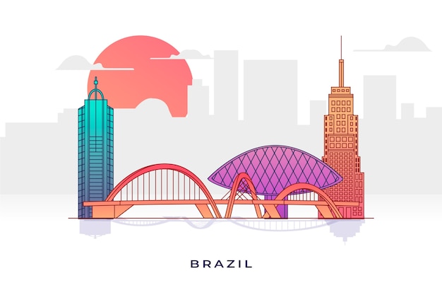 Free vector colorful landmarks skyline