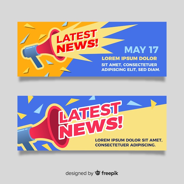 Free vector colorful latest news banners