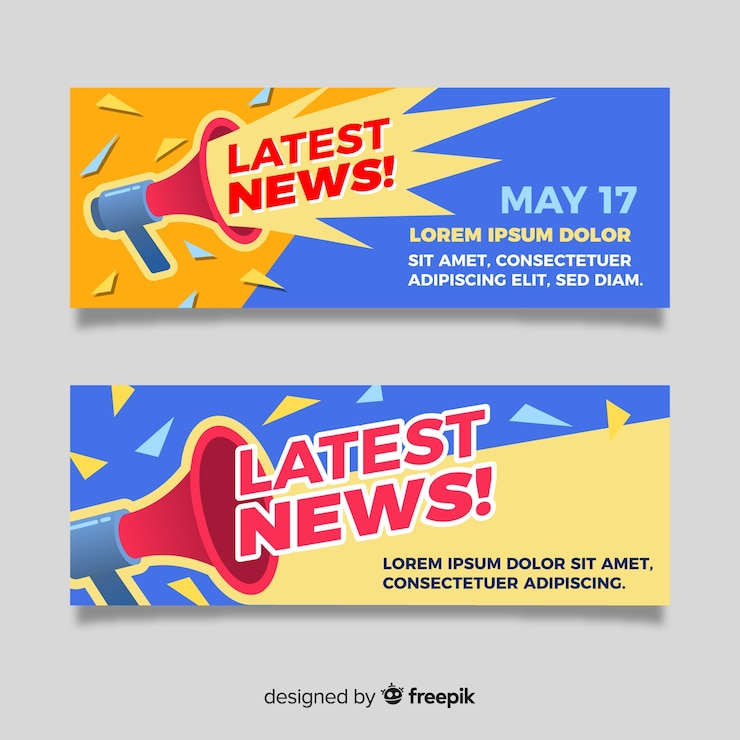 Free Vector colorful latest news banners