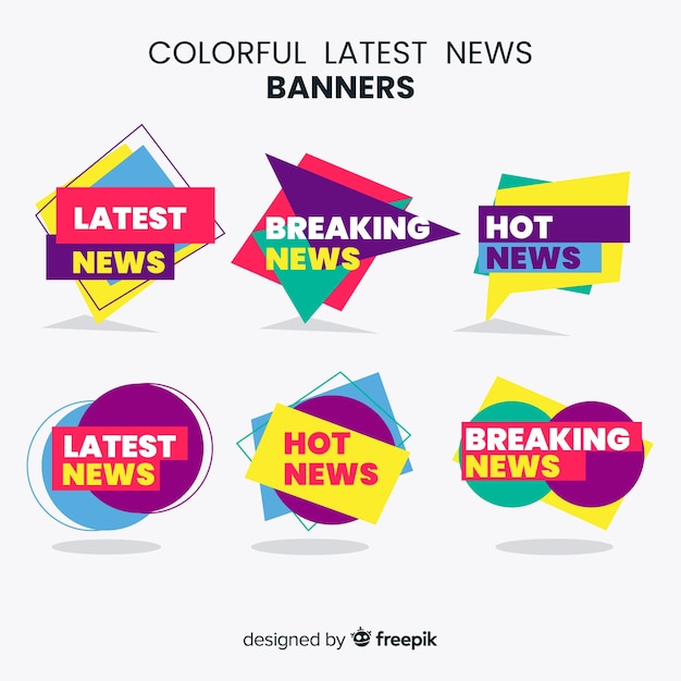 Colorful latest news banners