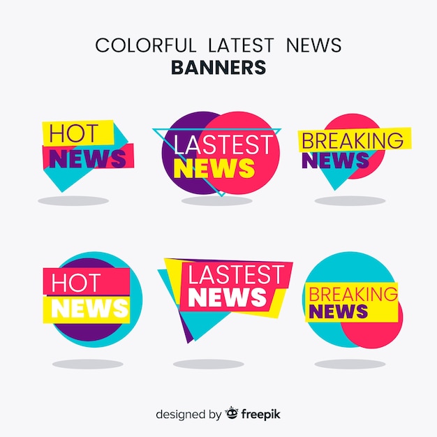 Colorful latest news banners
