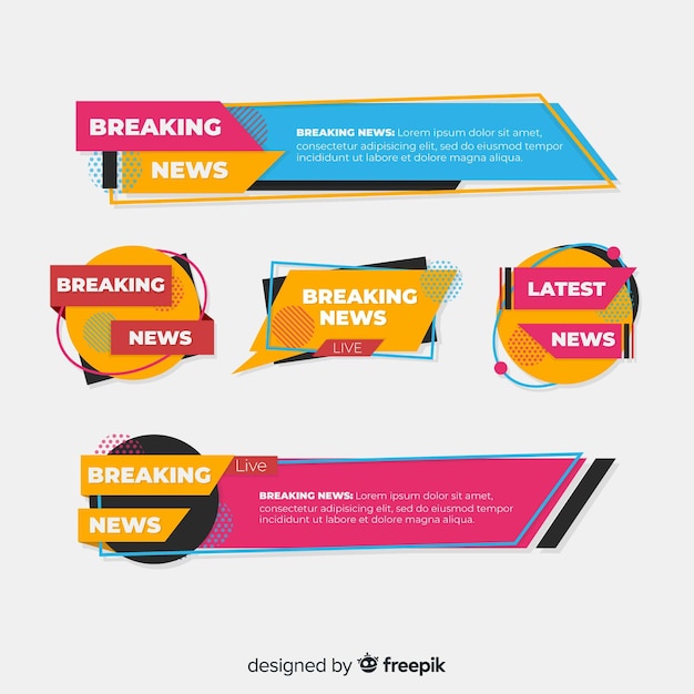 Download Free Geometric Shapes Flat Latest News Banner Set Free Vector Use our free logo maker to create a logo and build your brand. Put your logo on business cards, promotional products, or your website for brand visibility.