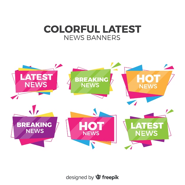 Free vector colorful latest news banners