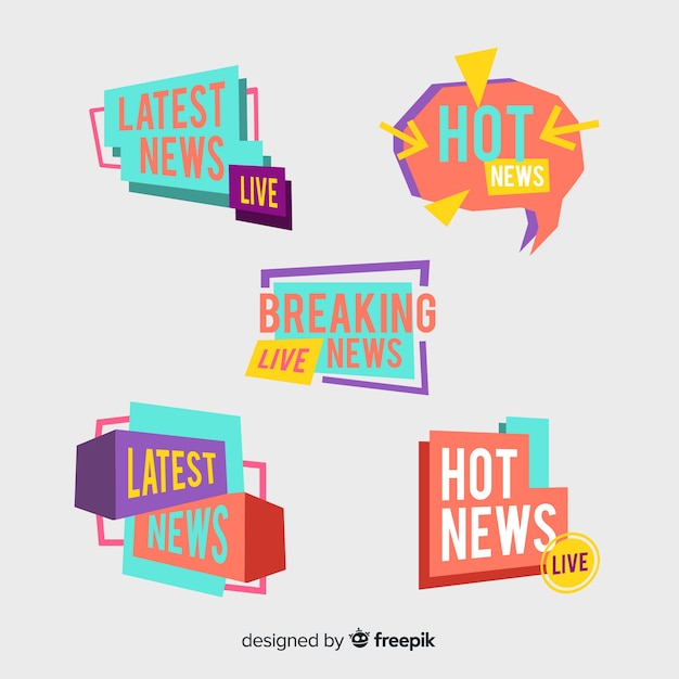 Free vector colorful latest news banners