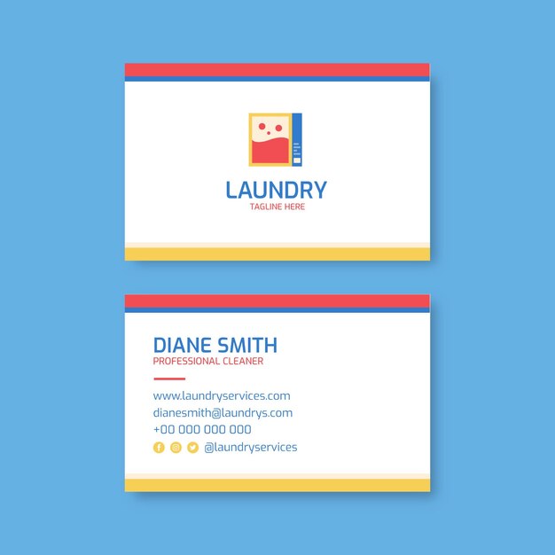 다채로운 세탁 서비스 비지니스 카드 템플릿