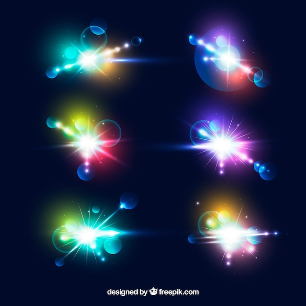 Free vector colorful lens flare collection