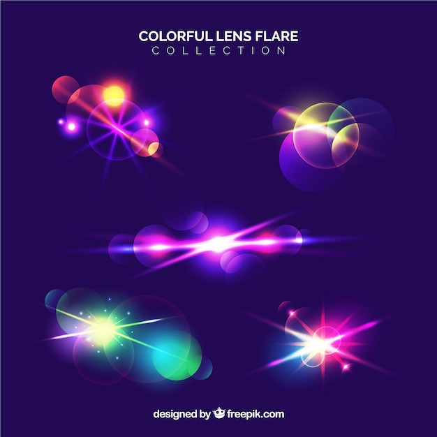 Free vector colorful lens flare collection