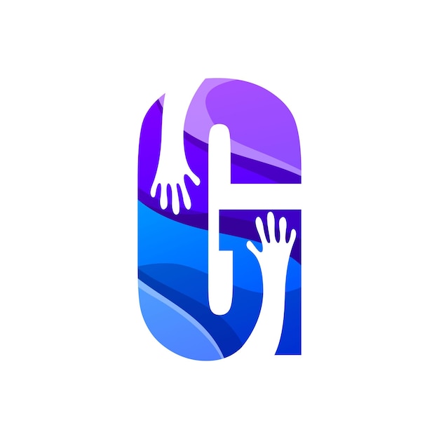 Free vector colorful letter g hand icon logo