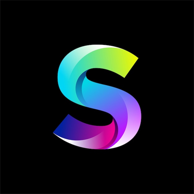 Free Vector  A colorful letter s with a black background.