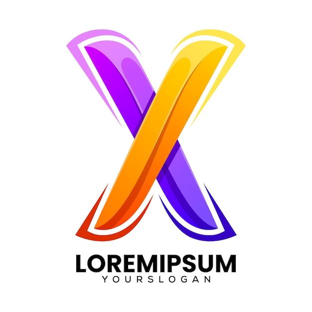 Бесплатное векторное изображение Красочная буква x градиентный дизайн логотипа