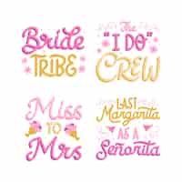 Free vector colorful lettering of bachelorette party